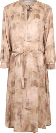 PESERICO Elegante Midi Jurk - Dames - Casual kleedjes - Beige - XL - Kleedjes