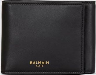 Balmain Tri-Fold Lambskin Leather Wallet with 12 Card Slots