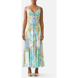 Camilla Long Dress With Tie Front in Dial Up The Tiles at Nordstrom, Size Xx-Large Au
