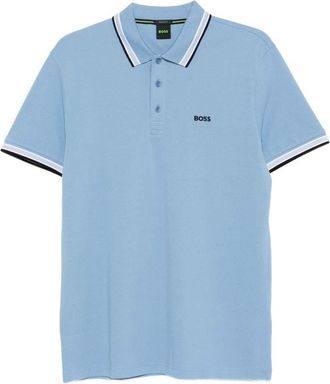 HUGO BOSS Blue Solid Shirt Collar Polo
