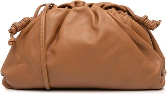 Bottega Veneta Pre-owned Womens Pouch Gathered Top Clutch - Tan Leather - One Size