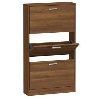 vidaXL Vidaxl - Mueble Zapatero Madera Contrachapada Marr&oacute;n Roble 59x17x108 Cm