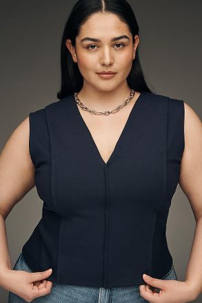 Maeve Sleeveless Structured V-Neck Top