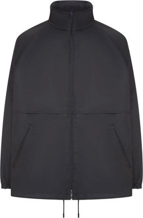 Saint Laurent Jassen, Heren, Zwart, L, Polyester, Raglanmouw Windjack met Capuchon