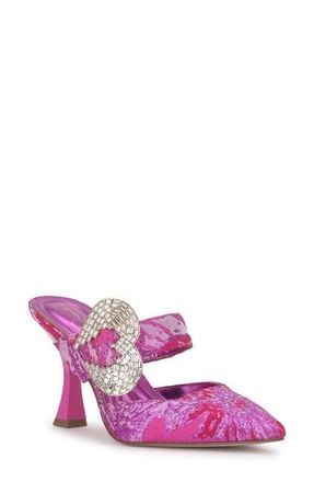 Jessica Simpson Favica Embellished Satin Slide Mule in Pink/Red Combo at Nordstrom, Size 8.5