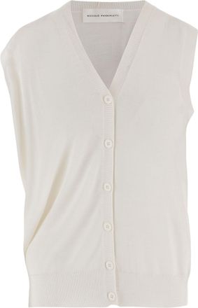 Niccol&ograve; Pasqualetti V-Neck Merino Wool Cardigan With Button Closure And Ribbed Cuffs