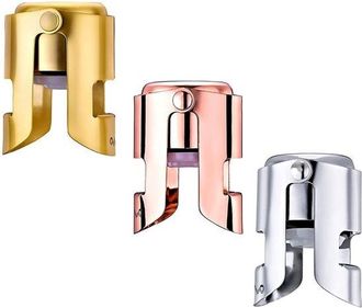 OEM Allecto - Tappo Per Champagne - Tappo Per Bottiglia In Acciaio Inox - Perfetto Per Spumanti - Set Da 3 Pezzi - Ideale Per Feste - Mantiene Le Bollicin