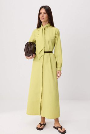 Trendyol Modest Dames Groen Effen Maxi Lang Casual Skater Modest Jurken