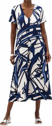 Joseph Ribkoff Abstract Midi Trapeze Dress In Vanilla/multi
