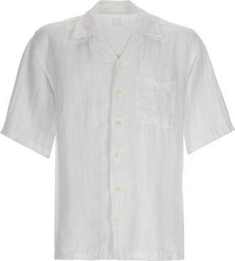 120% Lino Relaxed Linen Open Collar Casual Shirt