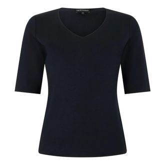 Emporio Armani T-Shirts, female, Blue, Size: 2XL Short Sleeve T-Shirt with V-neck