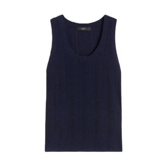 Max Mara Round-neck Knitwear, female, Blue, Size: XS Tank Top