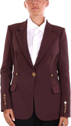 Elisabetta Franchi Padded-Shoulders Blazer - female - Elisabetta Franchi - Blazers - Brown - XL - Jackets