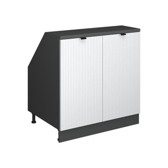 Vicco Armario De Cocina Para Techo Inclinado R-line, Ondulaci&oacute;n Blanca, 80 Cm Con 2 Puertas, 60 Cm De Profundidad, Vicco