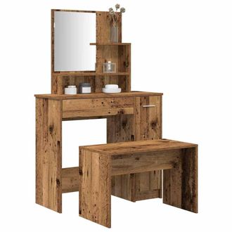 Berkfield Home Dressing Table Set Old Wood Engineered Wood in Brown