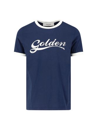 Golden Goose Short-Sleeved T-Shirt with Vintage Script Logo