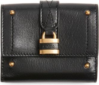 Chlo&eacute; Mini Paddington Grained Leather Trifold Wallet in Black at Nordstrom