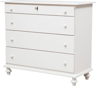 Biscottini International C&oacute;moda De Estilo Country De Madera Maciza De Tilo Acabado Con Efecto Blanco Envejecido 114x49x99 Cm