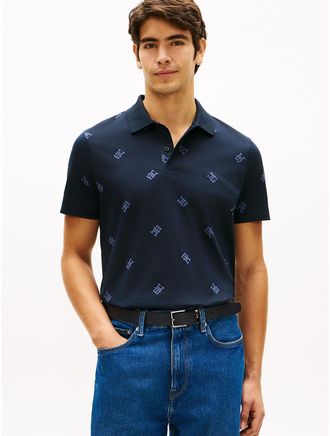 Tommy Hilfiger Mens Regular Fit Monogram Interlock Polo - Navy - XXXL
