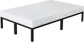 ML Design Ml-design Cama De Estructura Metalica Negra 120x200 Cm Sobre Marco De Acero Inoxidable Con Colch&oacute;n De Espuma Fr&iacute;a 16cm De Altura Con Certificaci&oacute;n Oek