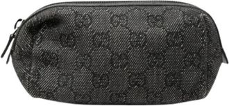 Gucci Pre-owned Denim Pouch - Dames - Vintage Tassen - Grijs - ONE Size - Denim - Vintage