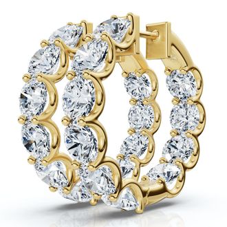 Pompeii3 10Ct Diamond Hoops U Prong 1 Tall White or Yellow Gold