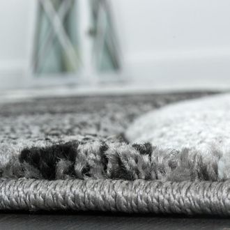 Paco Home Paco Home - Alfombra De Dise&ntilde;o Con Ribetes Estampado Con Rayas Gris Negro Crema Moteada 160x230 Cm