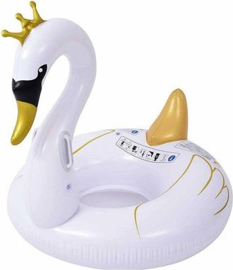Trade Shop Trade Shop - Ciambella Salvagente Cavalcabile Cigno Bianco E Oro Bambini 115cm Mare Piscina