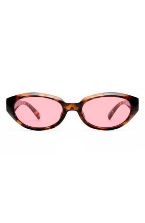 Le Specs Le Bijou 55mm Oval Sunglasses in Tort /Crimson Tint at Nordstrom