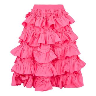 Red Valentino Midi Skirts, female, Pink, Size: 2XS Layered Skirt with Ruffles