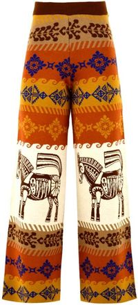 Akep Wijde Rechte Broek - Dames - Wijde Broeken - Veelkleurig - XS - Wol - Broeken