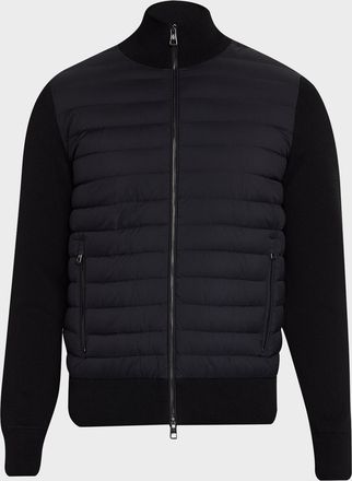 Moncler Men & apos;s Padded Cr&ecirc;pe Cotton Full-Zip Cardigan