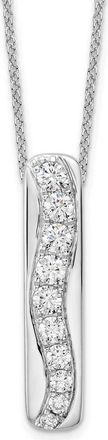 Diamond2Deal 14k Gold 3/4 Ct Lab Grown Diamond Vertical Bar Slide Pendant Necklace 18