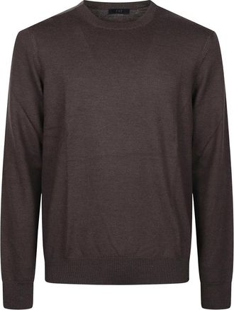 Fay Trui met ronde hals van wol - Heren - Ronde hals truien - Bruin - 2XL - Wol - Truien & Vesten