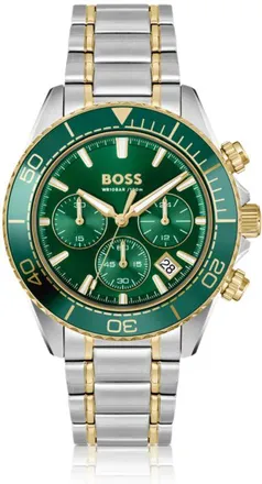 BOSS Sealiner two-tone chronograph watch with green dial