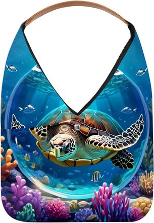 Generic Turtle Crystal Ball Reusable Lightweight Grocery Bags - Foldable Into Compact Pouch, Washable & Sturdy, Multipurpose for Shopping and Travel