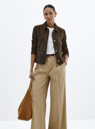 Contemporaine Womens Genuine suede buttoned jacket