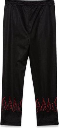 Vision Of Super Red Flame Embroidered Trousers - Black
