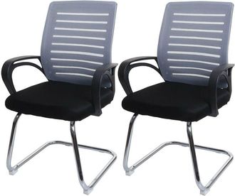 Hhg [nunca Usado] Juego De 2 Sillones De Conferencia Hhg-531, Silla De Visita Basculante, 150 Kg De Capacidad De Carga Tela/textil, Gris