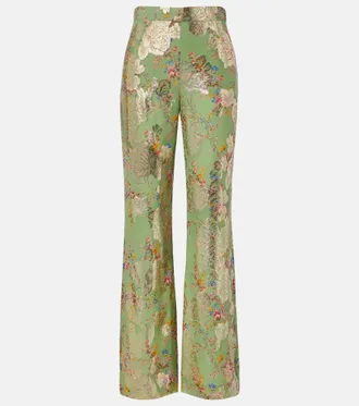 Valentino Fil coup&eacute; silk lam&eacute; flared pants