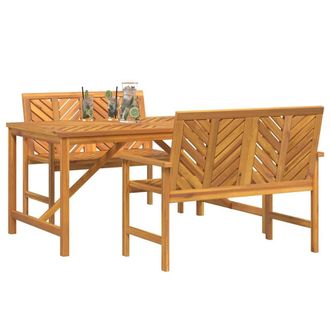 Berkfield Home Elegant 3 Piece Garden Dining Set Solid Wood Acacia in Brown