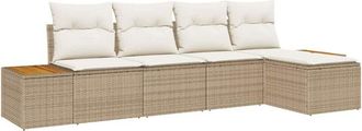 vidaXL Vidaxl - Conjunto De Sof&aacute; De Jard&iacute;n 5 Pcs Beige Y Crema 184 X 62 X 85 Cm