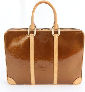 Louis Vuitton Bronze Leather Briefcase Tote Bag (Pre-Owned)