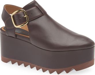 Stella McCartney Elyse Wedge T-Bar Sandal in Moka at Nordstrom, Size 10.5Us