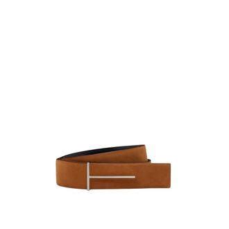 Tom Ford Nubuck Reversible 38mm T Belt - male - Tom Ford - Belts - Brown - 90 CM - Accessories