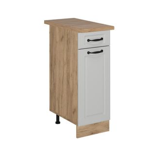 Vicco Mueble Bajo De Cocina R-line, Blanco Casa De Campo, 30 Cm, Et Roble