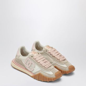 Dolce & Gabbana Dolce&Gabbana Dg Athletic Sneakers In Ivory And Pink Fabric And Leather
