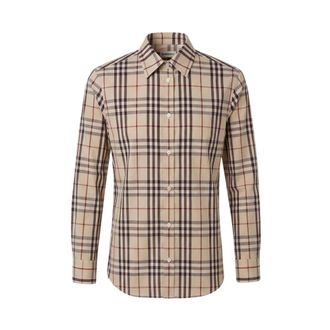 Burberry Shirts, female, Beige, Size: S Classic Fit Check Cotton Shirt