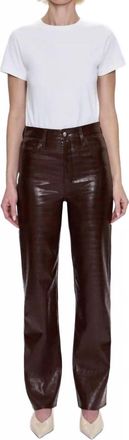 Pistola Denim Cassie High Rise Straight Pants In Brown Croc