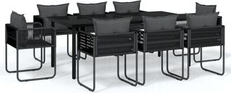 vidaXL Juego De Comedor De Jard&iacute;n 9 Piezas Negro Vidaxl